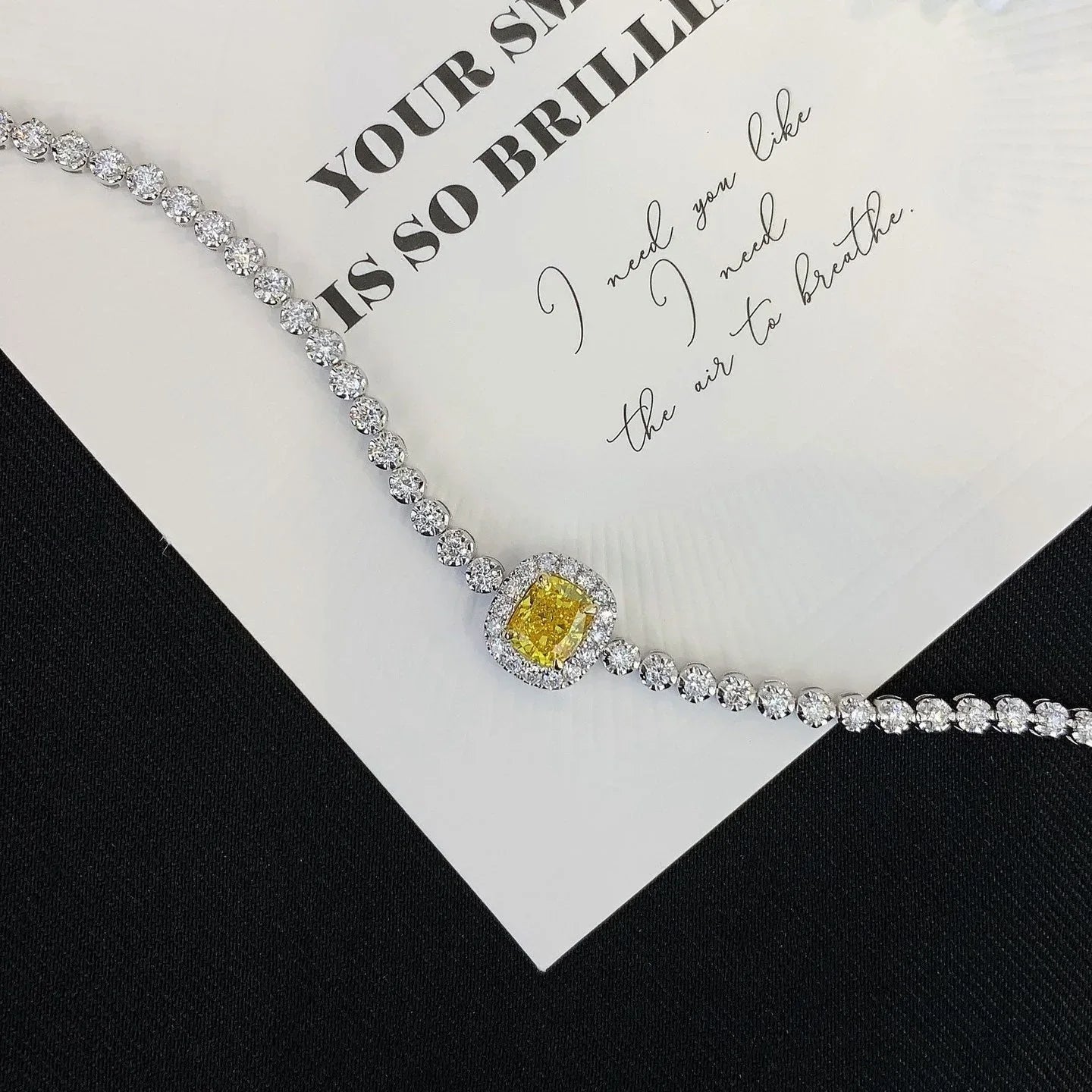 Cushion 1.80tcw Fancy Yellow Lab Grown Diamond Round White Halo Side Stone Bracelet, VS Clarity, IGI Certified Bracelet 