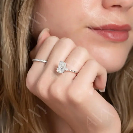 Elegant Cushion 3.00CT Lab Diamond Engagement Ring Cathedral Shank Design Wedding Ring for Her Luxury Lab Created Diamond Ring Gift for Mother