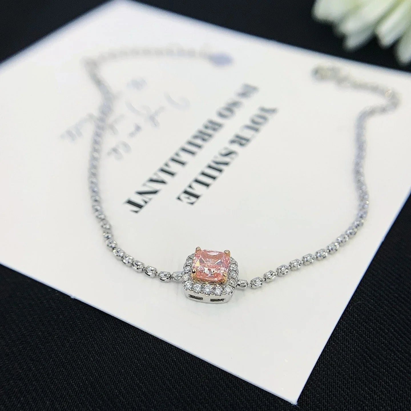 Elegant 1.20tcw Pink Cushion & White Halo Lab Diamond Bracelet | VVS–VS Clarity 