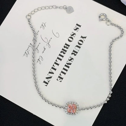 Elegant 1.20tcw Pink Cushion & White Halo Lab Diamond Bracelet | VVS–VS Clarity 