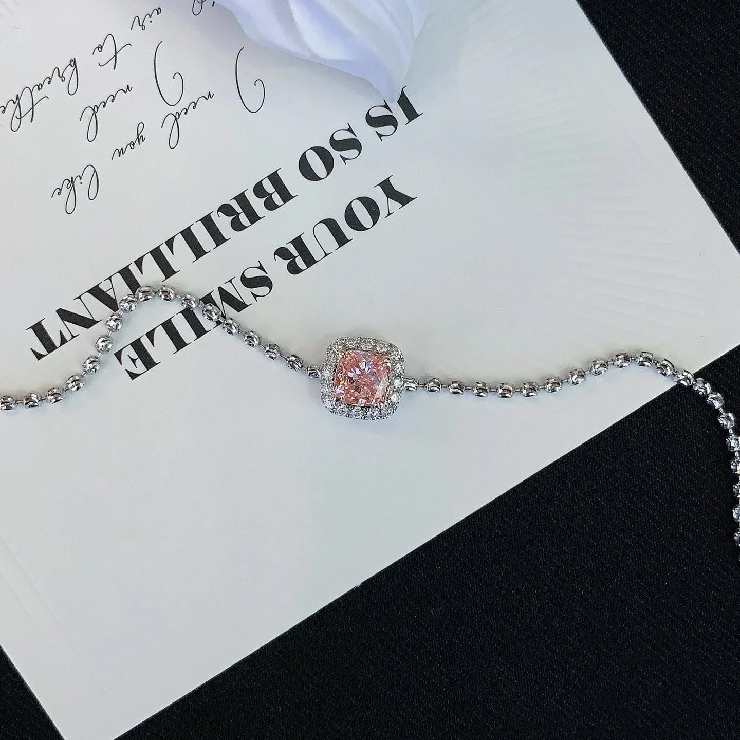 Elegant 1.20tcw Pink Cushion & White Halo Lab Diamond Bracelet | VVS–VS Clarity 