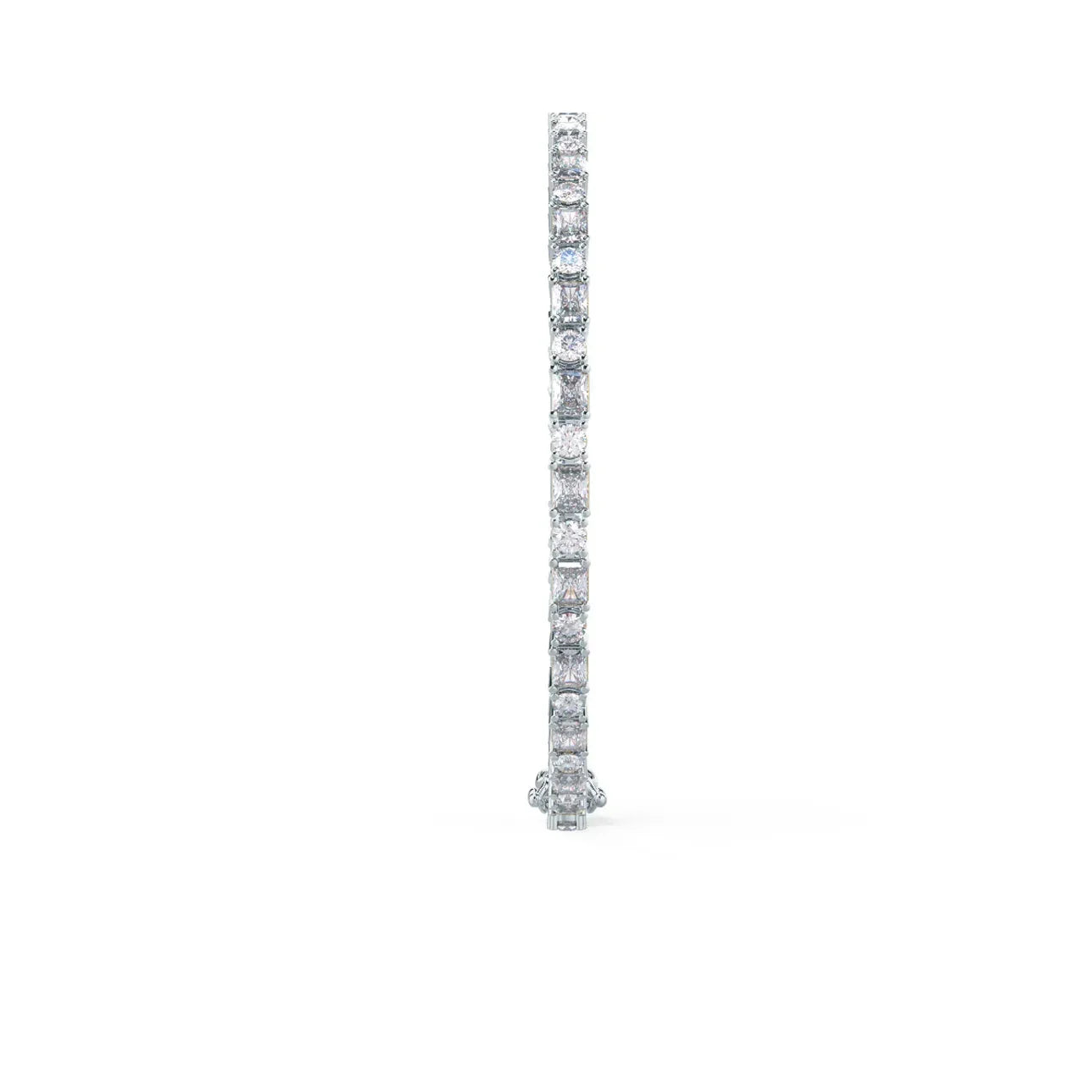 Emerald and Round Lab Grown Diamond Tennis Bracelet, EF Color, VS Clarity, IGI Certified 