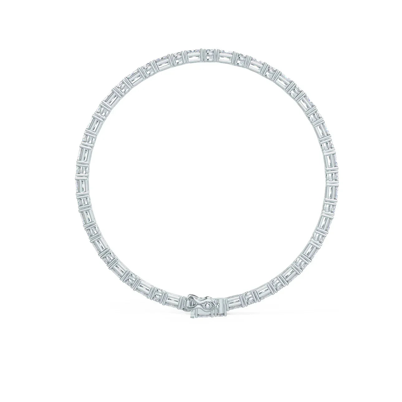 Emerald and Round Lab Grown Diamond Tennis Bracelet, EF Color, VS Clarity, IGI Certified 
