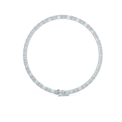 Emerald and Round Lab Grown Diamond Tennis Bracelet, EF Color, VS Clarity, IGI Certified 