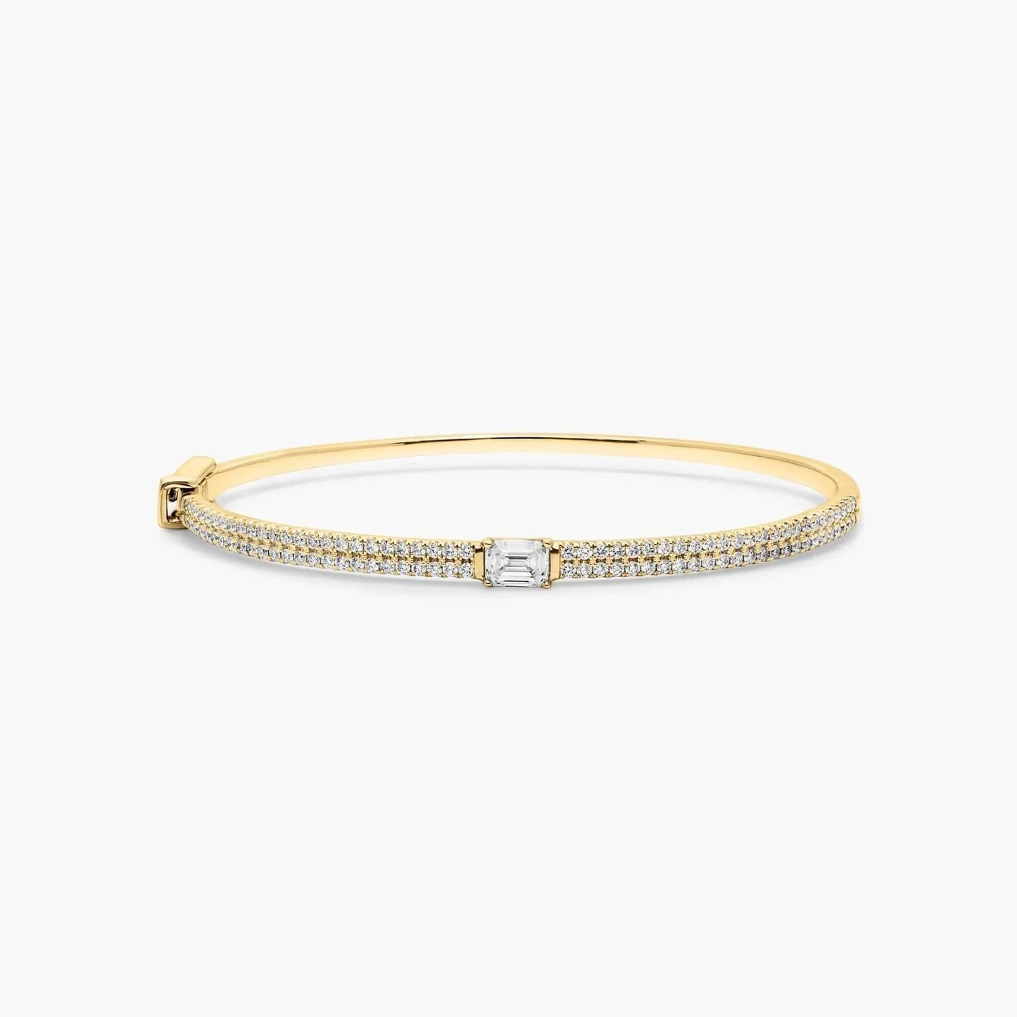 Emerald Lab Grown Diamond Double Row Bangle, EF Color, VS Clarity, IGI Certificate 