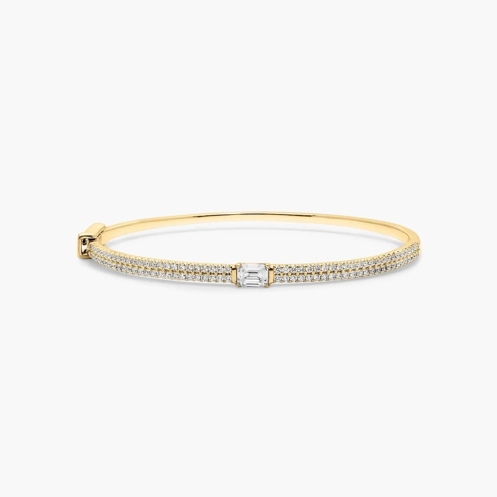 Emerald Lab Grown Diamond Double Row Bangle, EF Color, VS Clarity, IGI Certificate 