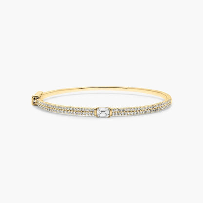 Emerald Lab Grown Diamond Double Row Bangle, EF Color, VS Clarity, IGI Certificate 