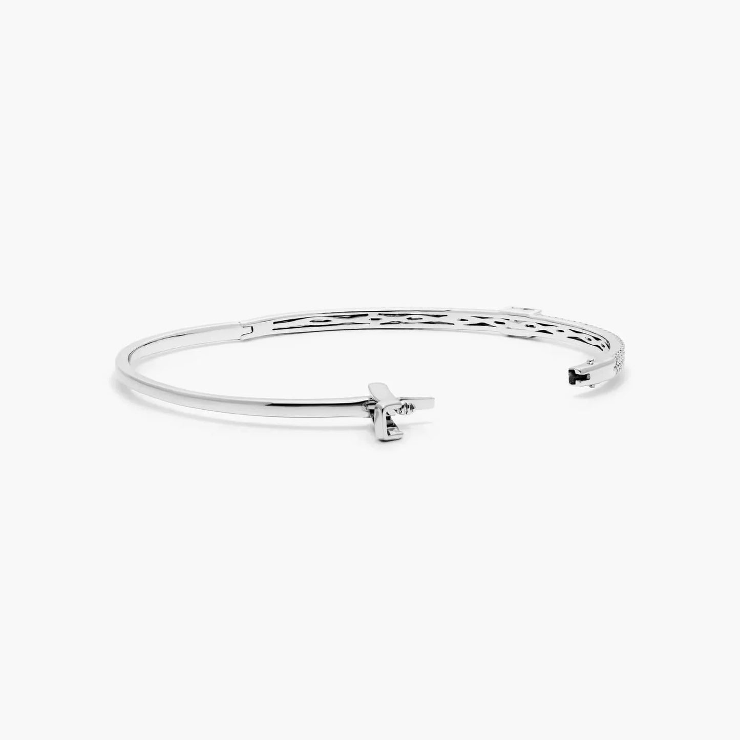 Emerald Lab Grown Diamond Double Row Bangle, EF Color, VS Clarity, IGI Certificate 
