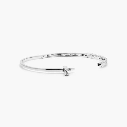Emerald Lab Grown Diamond Double Row Bangle, EF Color, VS Clarity, IGI Certificate 
