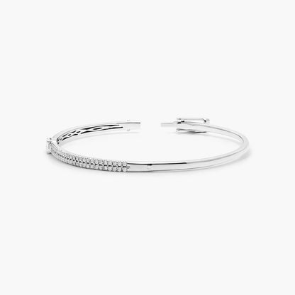 Emerald Lab Grown Diamond Double Row Bangle, EF Color, VS Clarity, IGI Certificate 