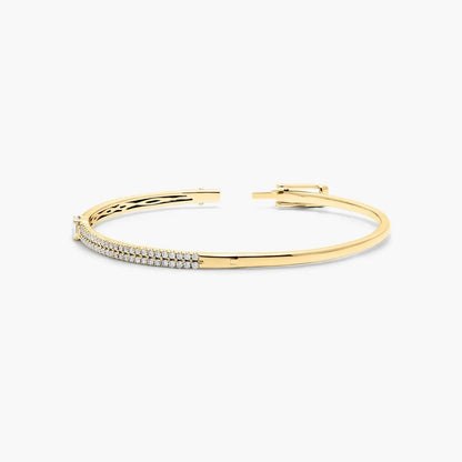 Emerald Lab Grown Diamond Double Row Bangle, EF Color, VS Clarity, IGI Certificate 