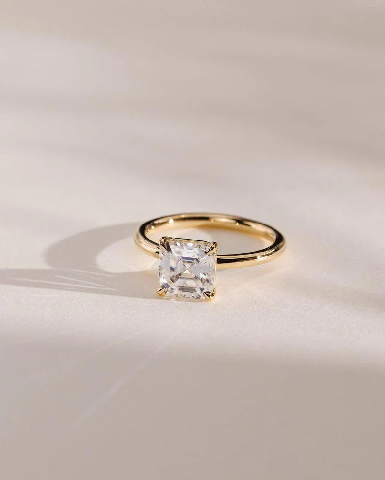 Asscher 2.50ct Lab Diamond Ring Solitaire Bridal Ring For Her Surprise Gift Best Proposal Ring