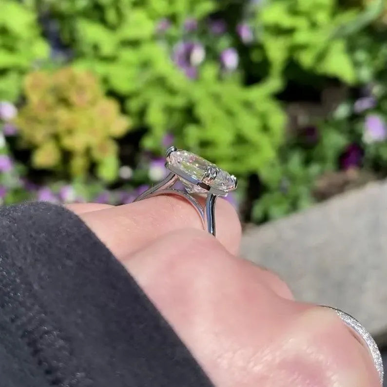 Asscher 3.0ct Lab Grown Diamond Ring Half Bezel Double Prong Forever classic Ring Custom Made Ring