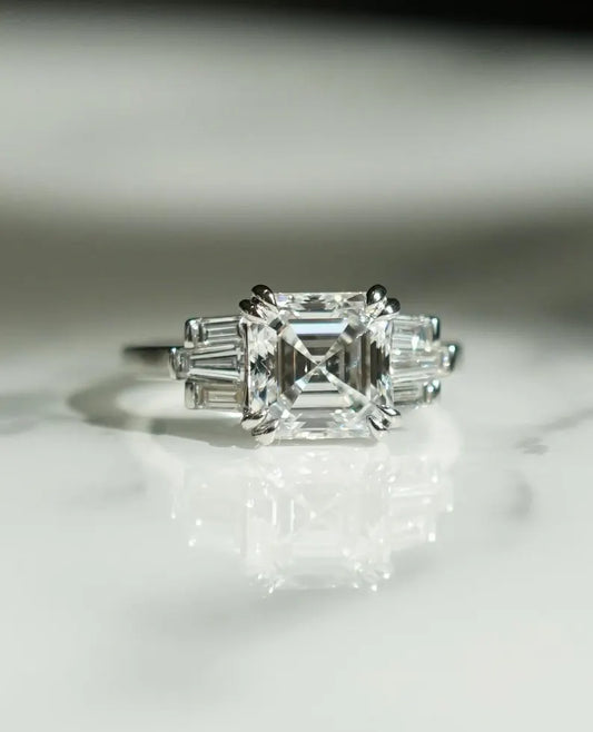 Asscher 4.50tcw Lab Diamond Ring Double Prong Classic Anniversary Forever Classic Ring