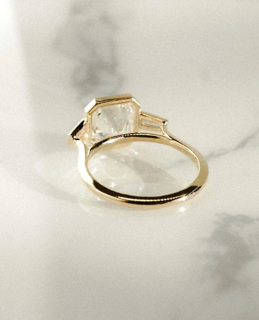 Asscher 3.50ct Lab Grown Diamond Ring Full Bezel Side Tapper Wedding Ring Promise Ring For Women