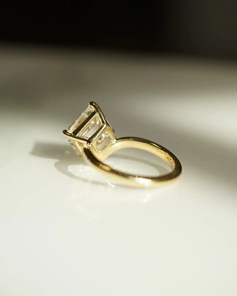 Asscher 3.50ct Lab Grown Diamond Ring Solitaire Forever One Ring Unique Bridal Proposal Ring