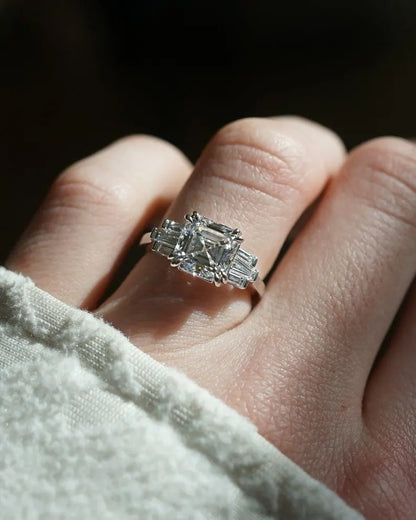 Asscher 4.50tcw Lab Diamond Ring Double Prong Classic Anniversary Forever Classic Ring