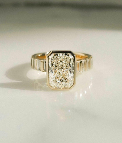 Radiant 2.50ct Lab Grown Diamond Full Bezel Engagement Ring, IGI Certified