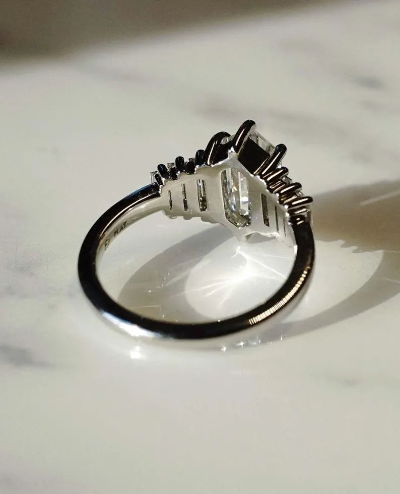 1.80ct Elongated Hexagon Diamond Lab Grown Diamond Ring Luxurious Engagement Ring and Wedding ring Anniversary Gift Lab Diamond Ring for Her (Copy)