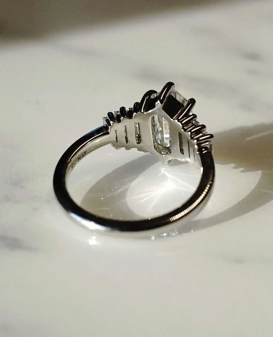 1.80ct Elongated Hexagon Diamond Lab Grown Diamond Ring Luxurious Engagement Ring and Wedding ring Anniversary Gift Lab Diamond Ring for Her (Copy)