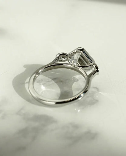 Asscher 2.80tcw Lab Grown Diamond Ring Full Bezel Promise Ring Classic Wedding Ring