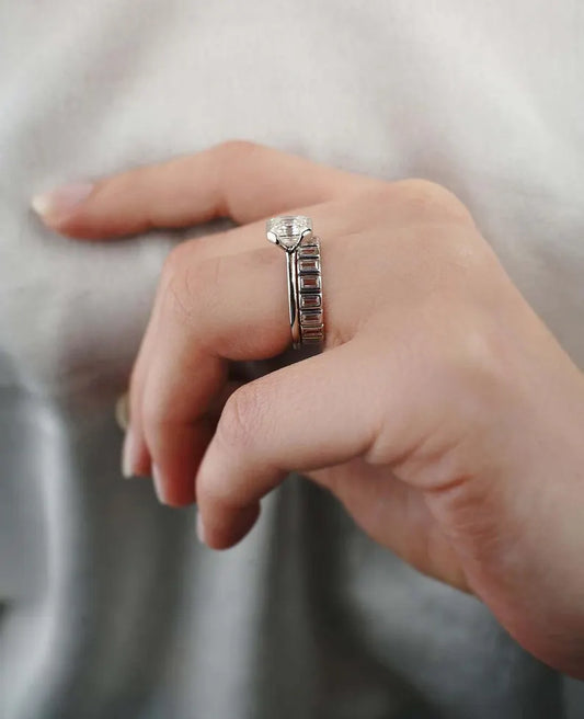 Asscher 1.5ct Lab Grown Diamond Ring Half bezel Forever One Ring Gifts for Girlfriend Custom Made