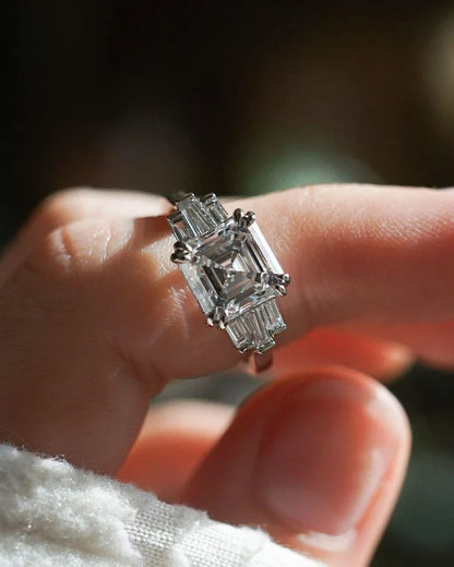 Asscher 4.50tcw Lab Diamond Ring Double Prong Classic Anniversary Forever Classic Ring