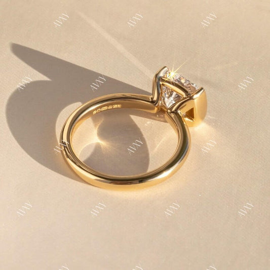 Asscher 2.50ct Lab Grown Diamond Ring Half Bezel Single Diamond Proposal Ring Birthday Gift