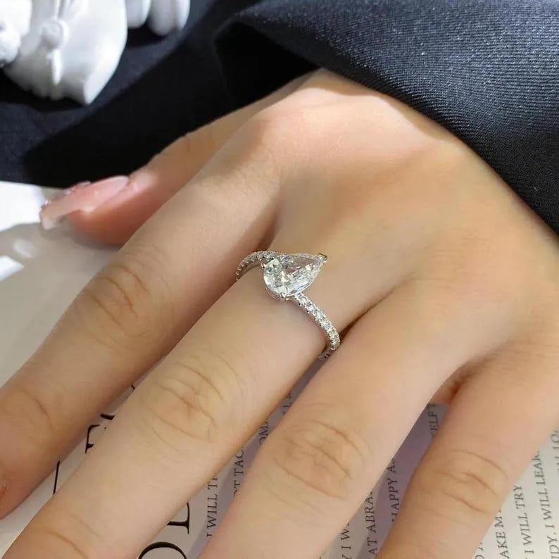 Pear 2.00ct Lab Diamond Bypass Basket Engagement Ring