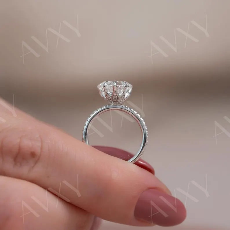 Heart 3.00CT Lab Grown Diamond Hidden Halo With Pave Band Engagement Ring Promise Ring Gift For Newlyweds Mother Gift Diamond Ring