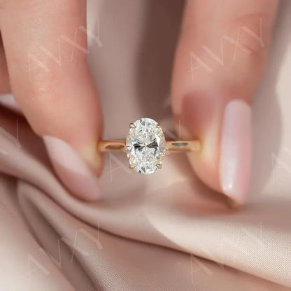 2.0CT Oval Lab Grown Diamond Hidden Halo Engagement Ring IGI Certified