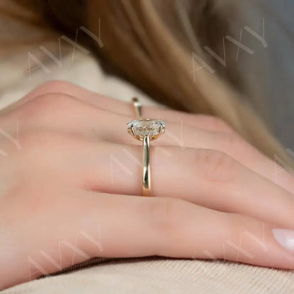 2.0CT Oval Lab Grown Diamond Hidden Halo Engagement Ring IGI Certified