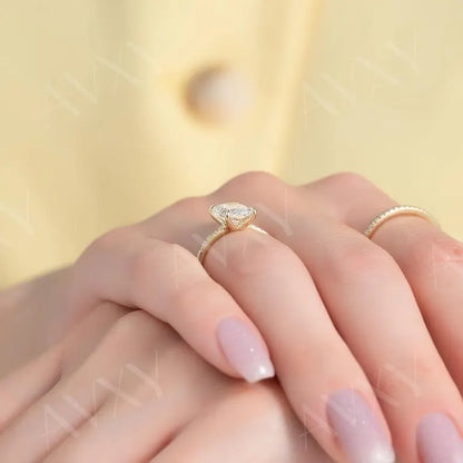 Radiant 3.00CT Lab Grown Diamond With Pave Band Solitaire Engagement Ring Promise Ring Anniversary Gift For Her Custom Made Diamond Ring