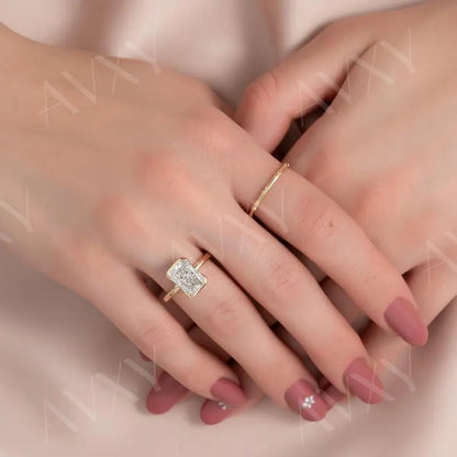 Radiant 2.00CT Lab Grown Diamond Half Bezel Solitaire Engagement Ring Wedding Ring anniversary Gift For Her Diamond Ring For Wife
