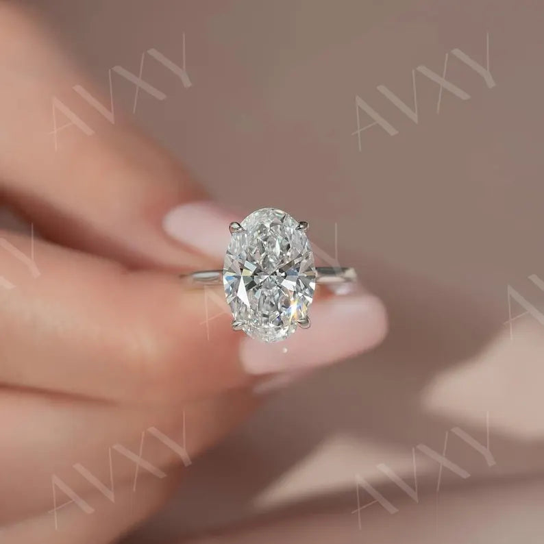 Oval 2.00CT Lab Grown Diamond Double Hidden Halo Solitaire Engagement Ring Birthday Gift Ring Custom Made Ring For Her Gift For Mom