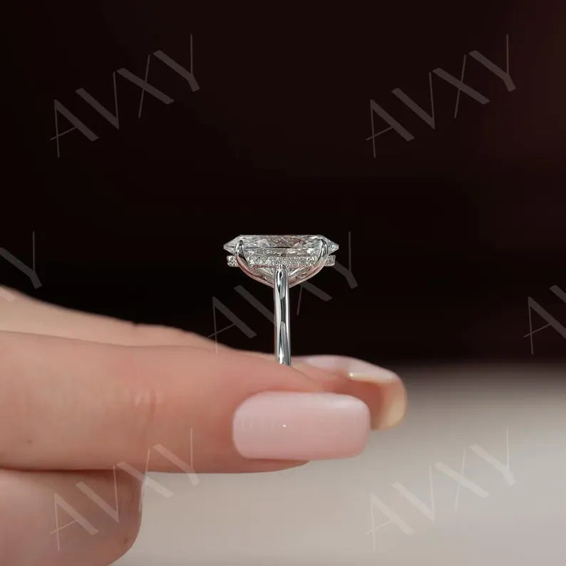 Oval 2.00CT Lab Grown Diamond Double Hidden Halo Solitaire Engagement Ring Birthday Gift Ring Custom Made Ring For Her Gift For Mom