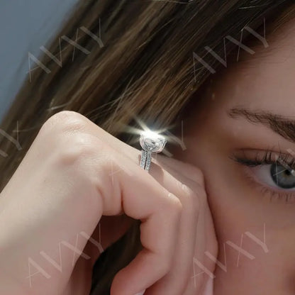 Round 2.00CT Lab Grown Diamond Pave Band Engagement Ring Promise Ring Proposal Ring Lab Created Diamond Anniversary Ring For Her