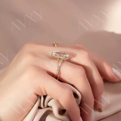 Radiant 2.50CT Lab Grown Diamond Hidden Halo With Pave Band Engagement Ring Gifts for Girl Custom Made Ring Unique Bridal Ring Gift