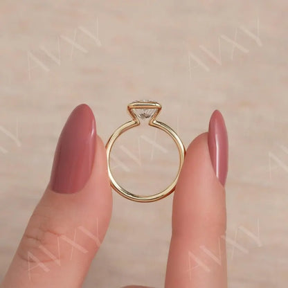 Radiant 2.00CT Lab Grown Diamond Half Bezel Solitaire Engagement Ring Wedding Ring anniversary Gift For Her Diamond Ring For Wife