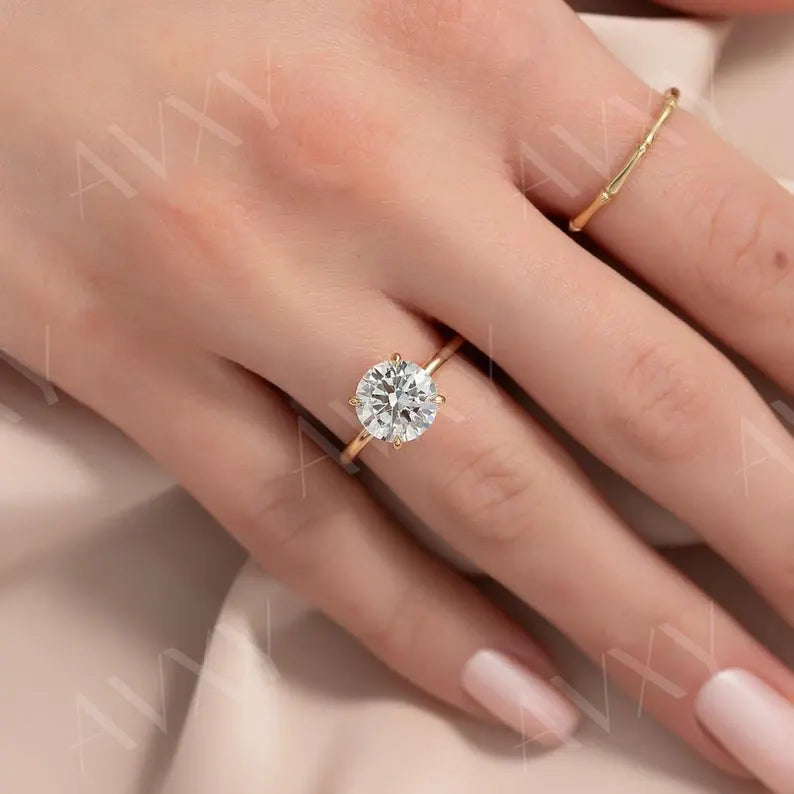 Round 2.00CT Lab Grown Diamond Solitaire Engagement Ring Anniversary Gift For Her Unique Bridal Ring Proposal Ring Gift For Girlfriend