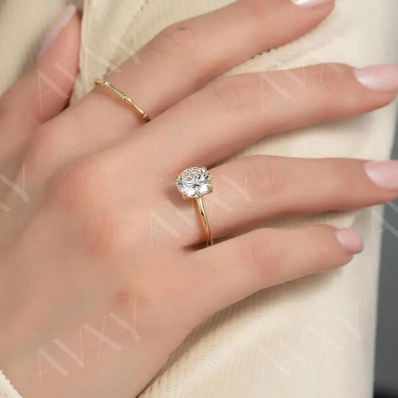 Round 2.00CT Lab Grown Diamond Solitaire Engagement Ring Anniversary Gift For Her Unique Bridal Ring Proposal Ring Gift For Girlfriend