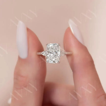 Cushion 3.00CT Lab Grown Diamond Cathedral Shank Engagement Ring Diamond Ring for Her Wedding Ring Lab Created Diamond Ring for Mother