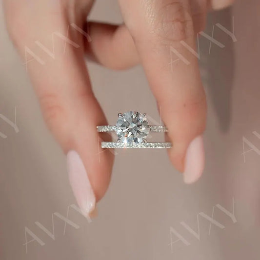 Round 2.00CT Lab Grown Diamond Pave Band Engagement Ring Promise Ring Proposal Ring Lab Created Diamond Anniversary Ring For Her