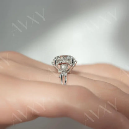 Round 2.00CT Lab Grown Diamond Twisted Band Hidden Halo Engagement Ring Unique Bridal Jewelry Custom Made Ring For Wife And Gift For Mother