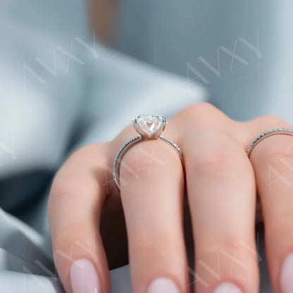 3.50ct Oval Lab Grown Diamond Solitaire Ring With Pave Band Engagement Ring Wedding Ring Gift For Mother Anniversary Gift