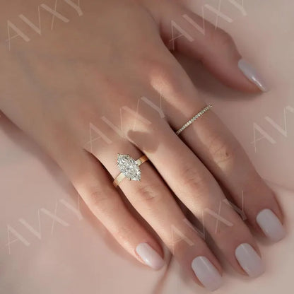 Marquise 4.00CT Lab Grown Diamond Hidden Halo Solitaire Engagement Ring Wedding Ring Ideal For Gift Anniversary Ring For Wife