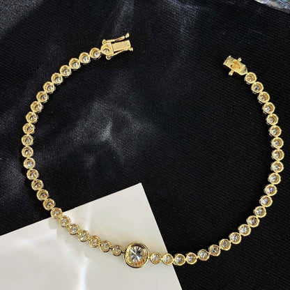 Luxury 6.50tcw Lab Diamond Tennis Bracelet | Yellow Gold | Bezel Design | IGI Certified 