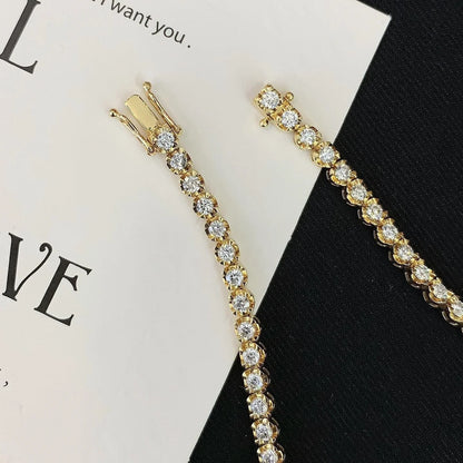 Luxury 6.50tcw Lab Diamond Tennis Bracelet | Yellow Gold | Bezel Design | IGI Certified 