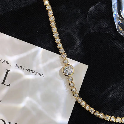 Luxury 6.50tcw Lab Diamond Tennis Bracelet | Yellow Gold | Bezel Design | IGI Certified 