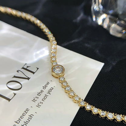 Luxury 6.50tcw Lab Diamond Tennis Bracelet | Yellow Gold | Bezel Design | IGI Certified 